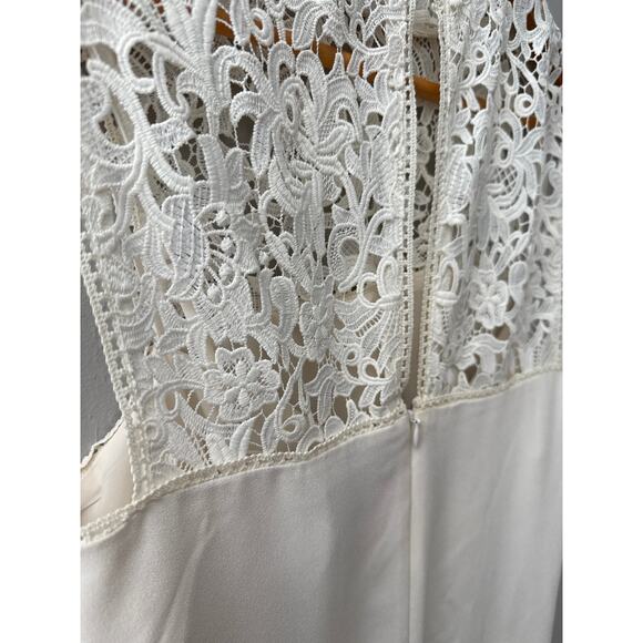 Theory Aronella Elevate Crepe Lace-Yoke Dress in Ivory Size 8 - Picture 9 of 10